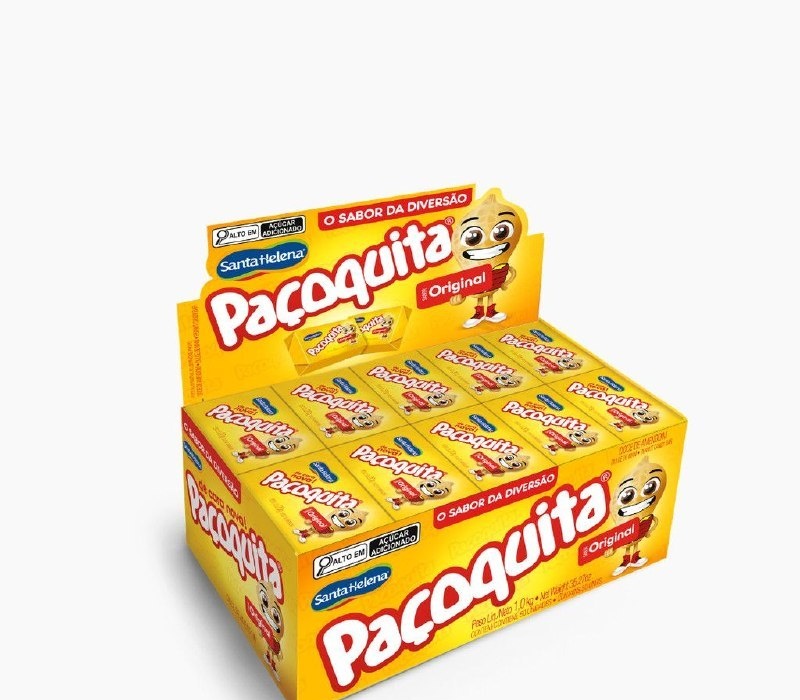 Paçoquita Quadrada Embalada Display De 1Kg Com 50 Unidades De 20g